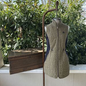 BenJefe O Line Quilted Vest Olive Green Full Zip Sleeveless Jacket Sportif Golf